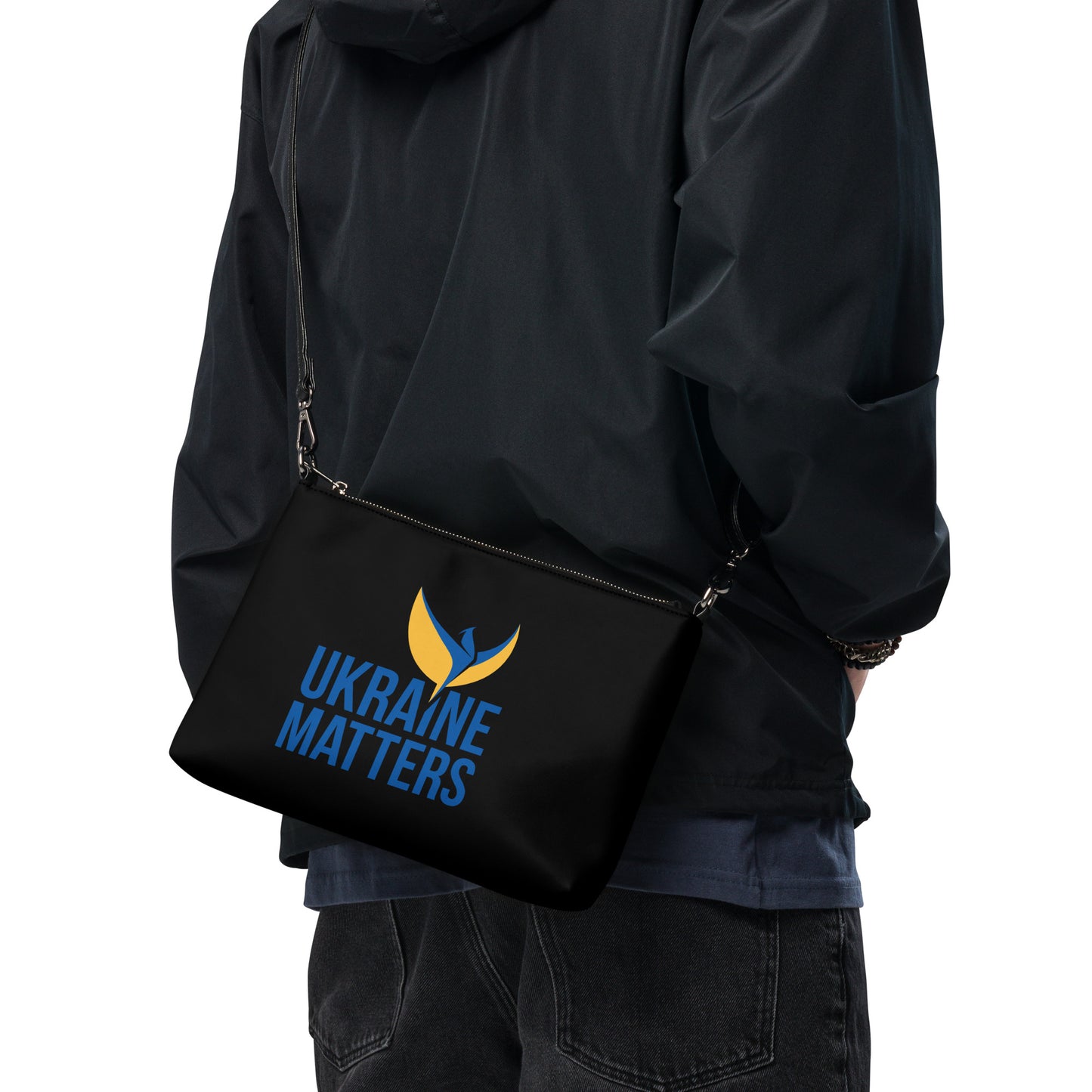 Crossbody Black Bag - Ukraine Matters Logo