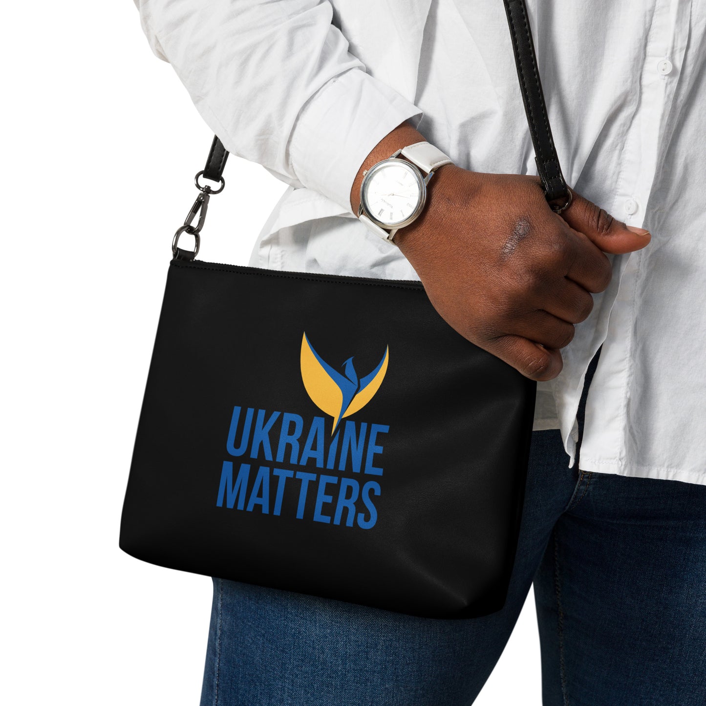 Crossbody Black Bag - Ukraine Matters Logo