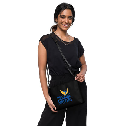 Crossbody Black Bag - Ukraine Matters Logo