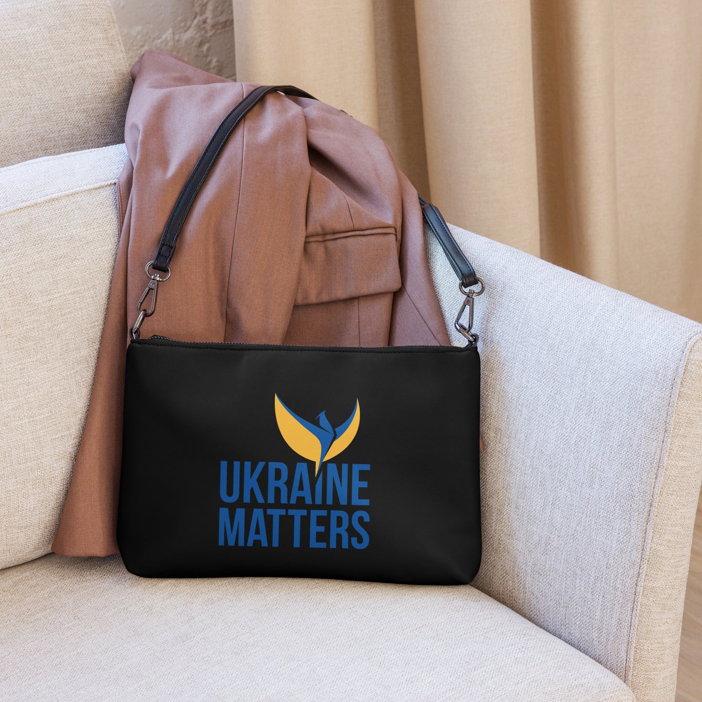 Crossbody Black Bag - Ukraine Matters Logo