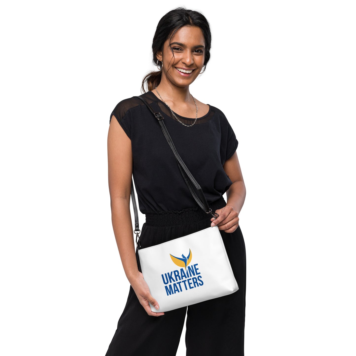 Crossbody White Bag - Ukraine Matters Logo