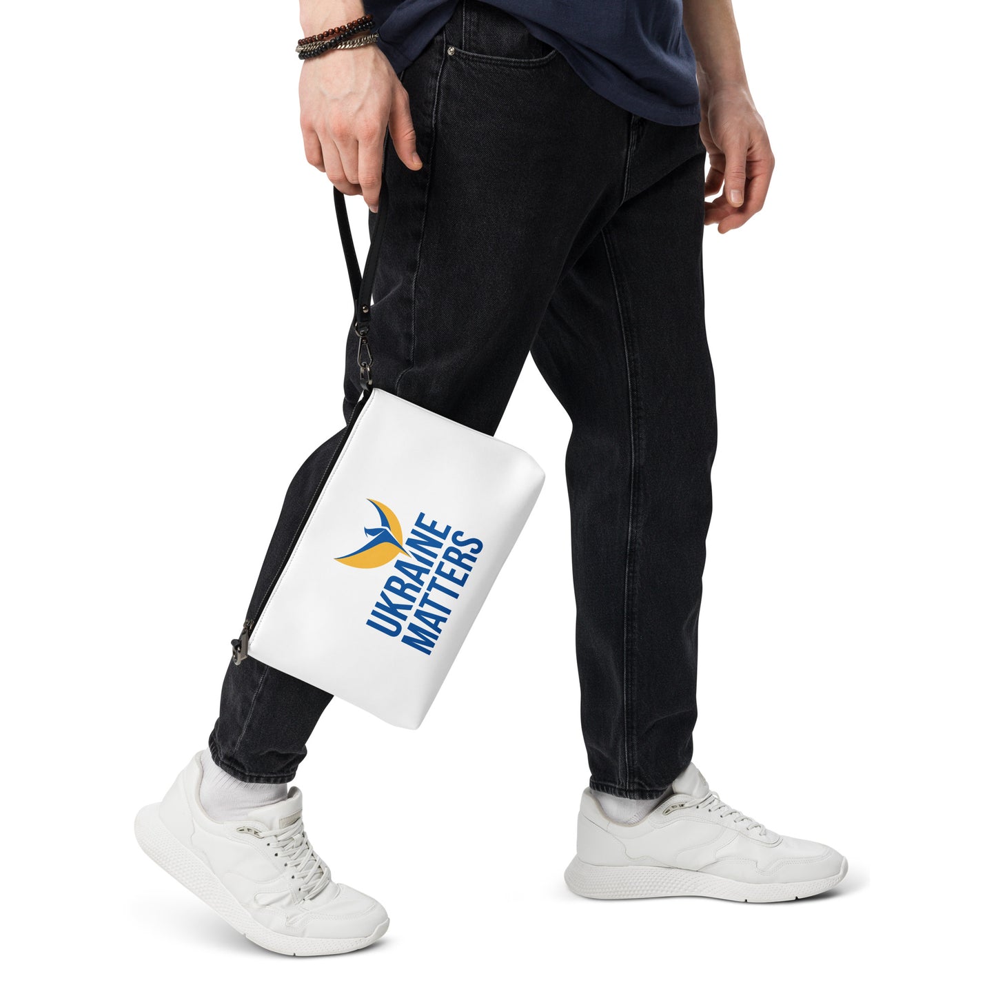 Crossbody White Bag - Ukraine Matters Logo