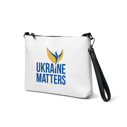 Crossbody White Bag - Ukraine Matters Logo