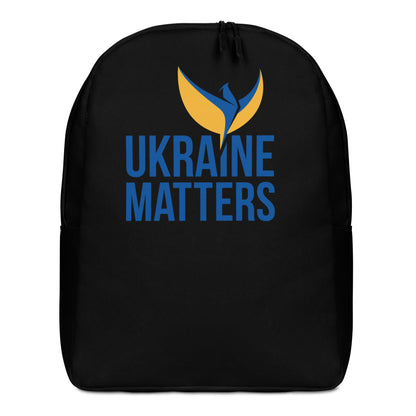 Streamlined Black Backpack  - Ukraine Matters Logo