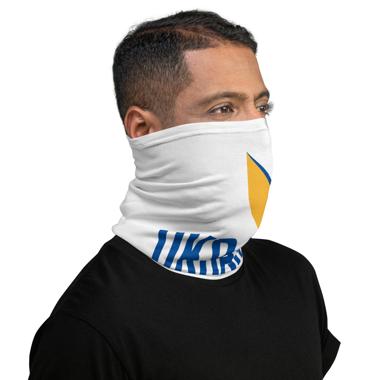 White Neck Gaiter - Ukraine Matters Logo