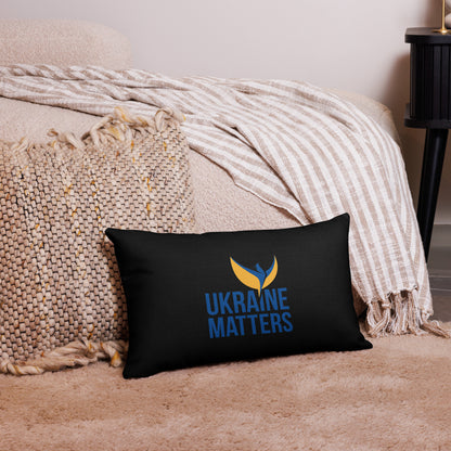 Premium Black Pillow - Ukraine Matters Logo