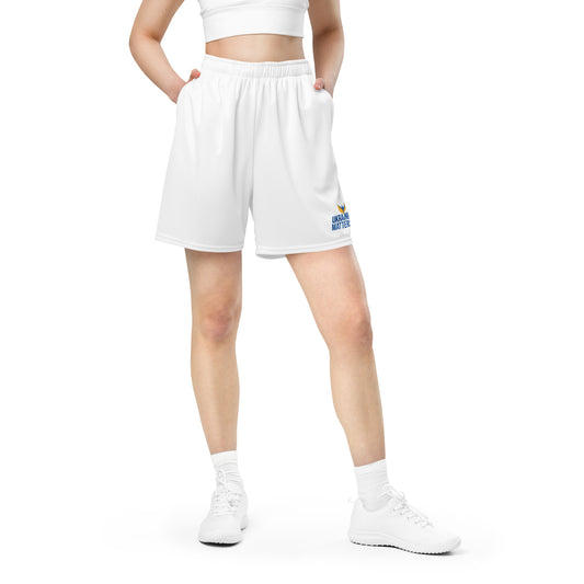 Unisex White Mesh Shorts - Ukraine Matters Logo