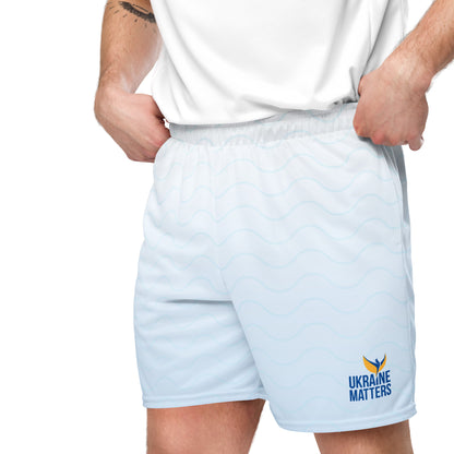 Unisex Blue Fade Mesh Shorts - Ukraine Matters Logo