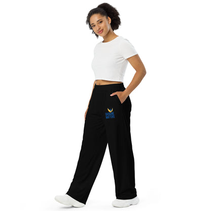 Unisex Black Wide-leg Pants - Ukraine Matters Logo