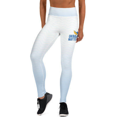 Blue Fade Yoga Leggings -  Ukraine Matters Logo