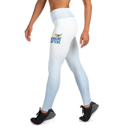 Blue Fade Yoga Leggings -  Ukraine Matters Logo