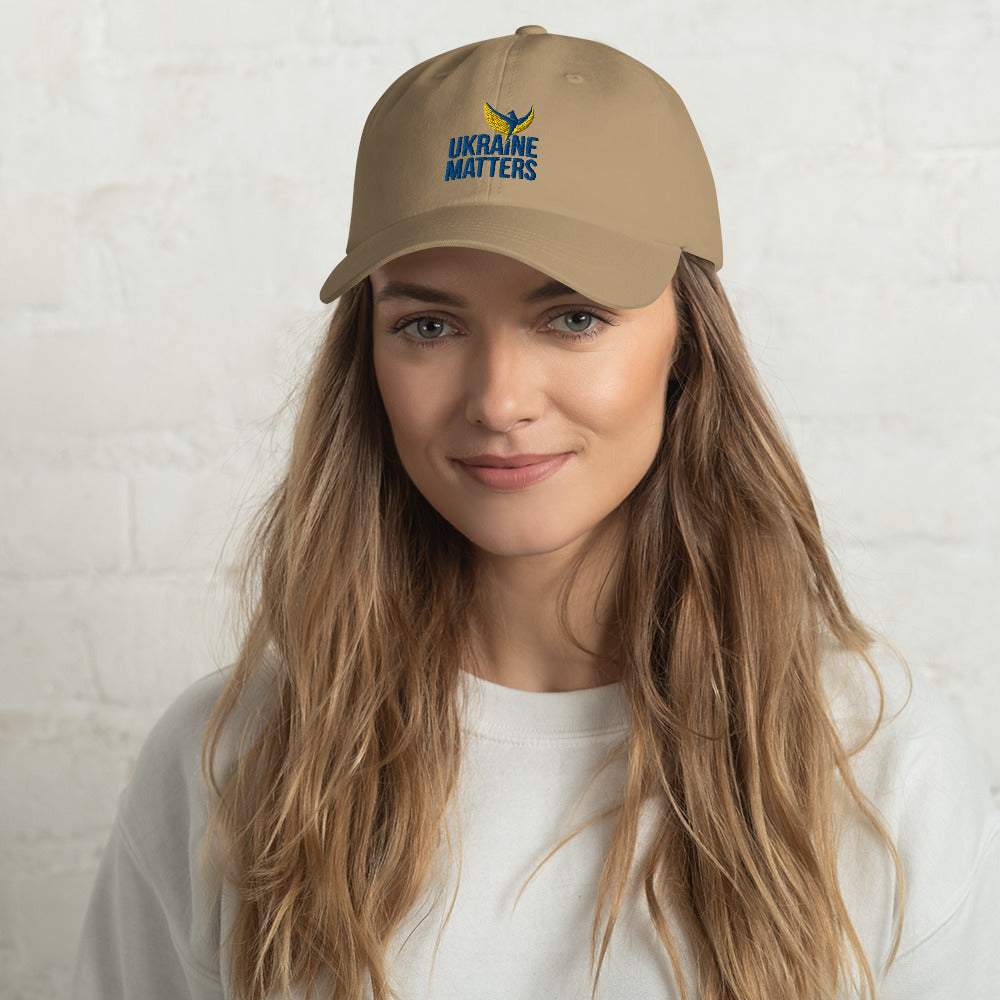 Dad Hat / Cap - Embroidered Ukraine Matters Logo