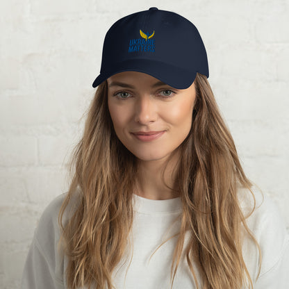 Dad Hat / Cap - Embroidered Ukraine Matters Logo