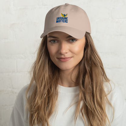 Dad Hat / Cap - Embroidered Ukraine Matters Logo