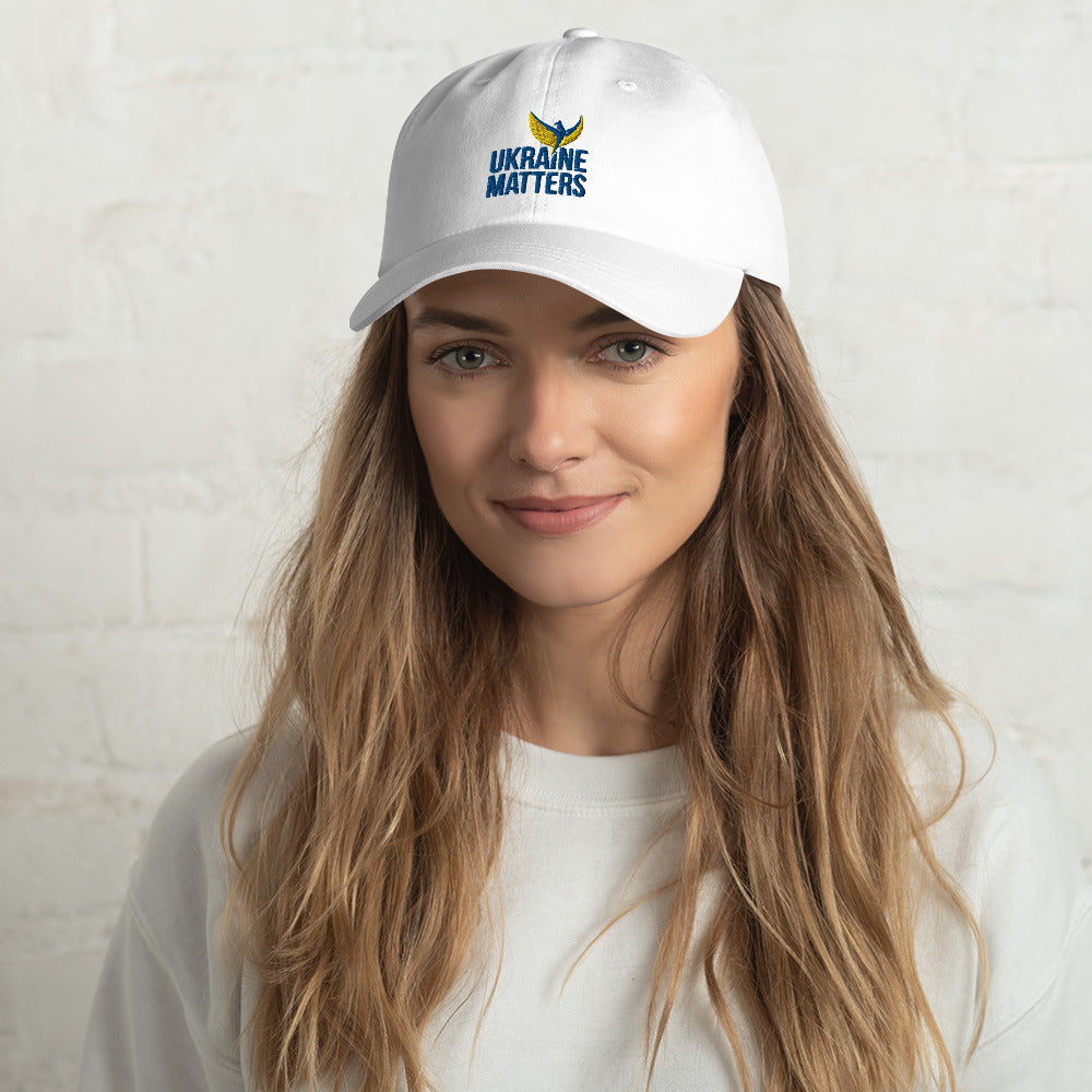 Dad Hat / Cap - Embroidered Ukraine Matters Logo