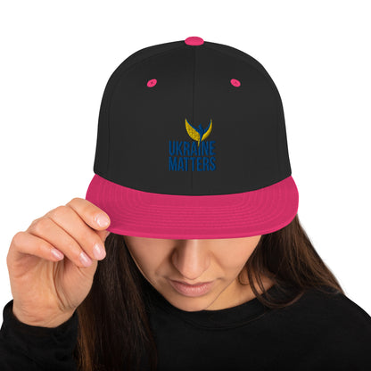 Snapback Hat / Cap - Embroidered Ukraine Matters Logo