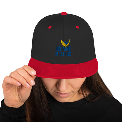 Snapback Hat / Cap - Embroidered Ukraine Matters Logo