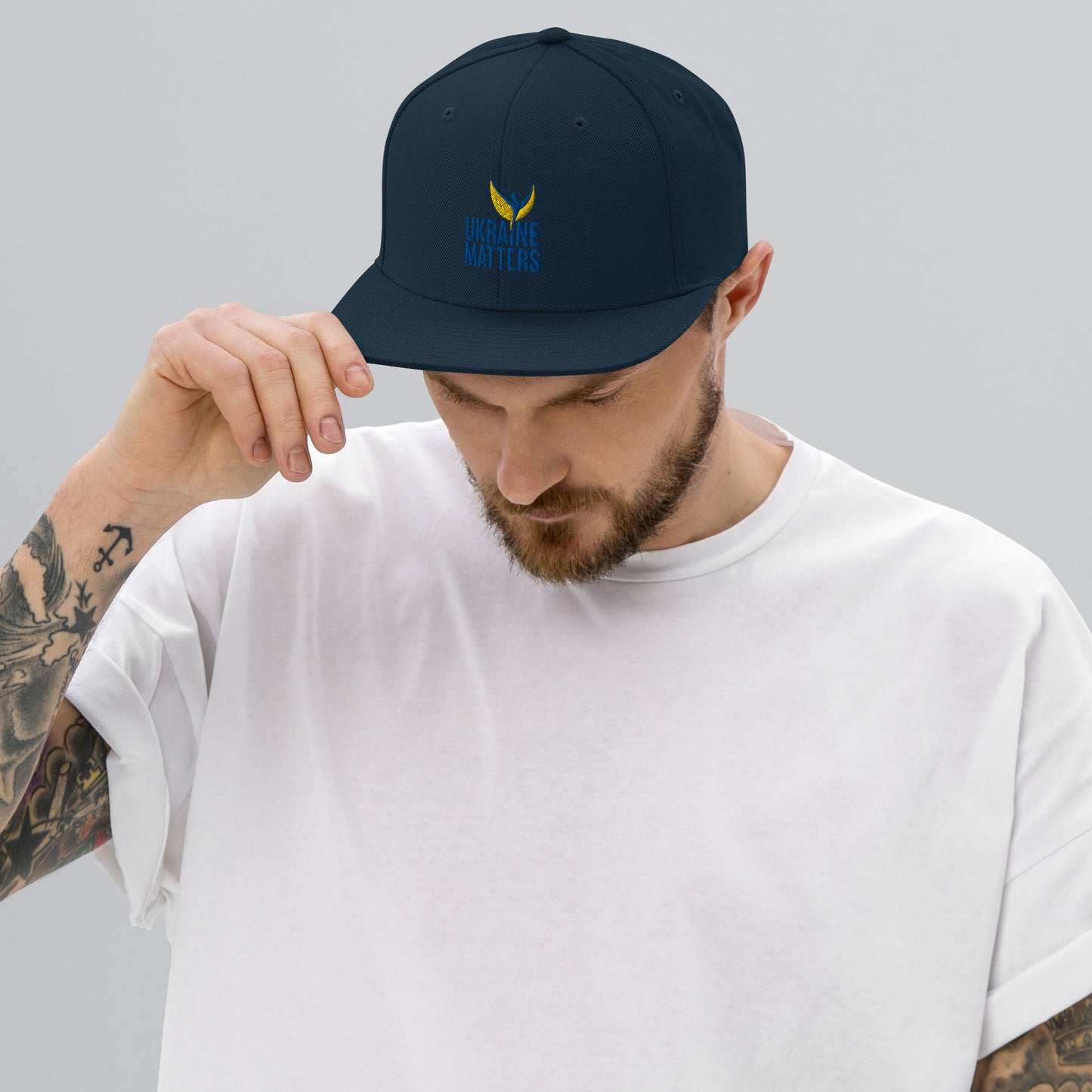 Snapback Hat / Cap - Embroidered Ukraine Matters Logo