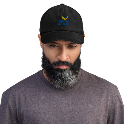 Premium Corduroy Hat / Cap - Embroidered Ukraine Matters Logo