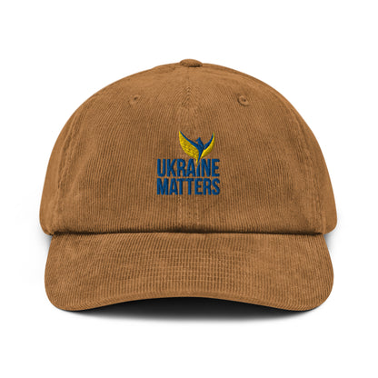 Premium Corduroy Hat / Cap - Embroidered Ukraine Matters Logo