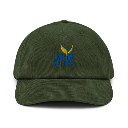 Premium Corduroy Hat / Cap - Embroidered Ukraine Matters Logo