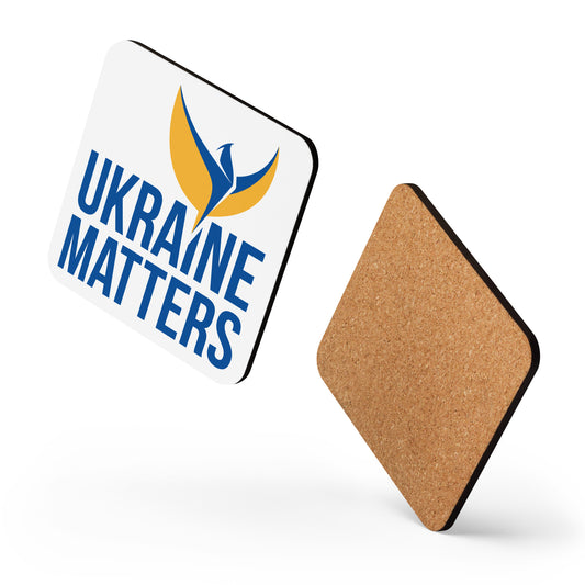 Cork-back Coaster - Ukraine Matters Logo