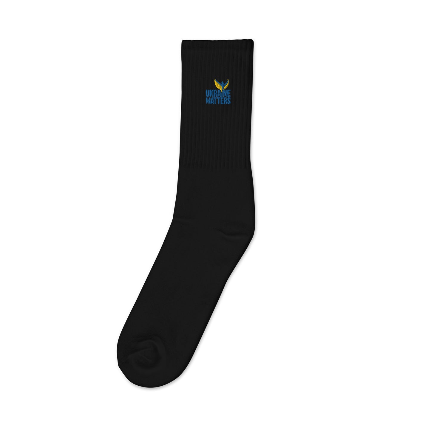 Embroidered Socks - Ukraine Matters Logo