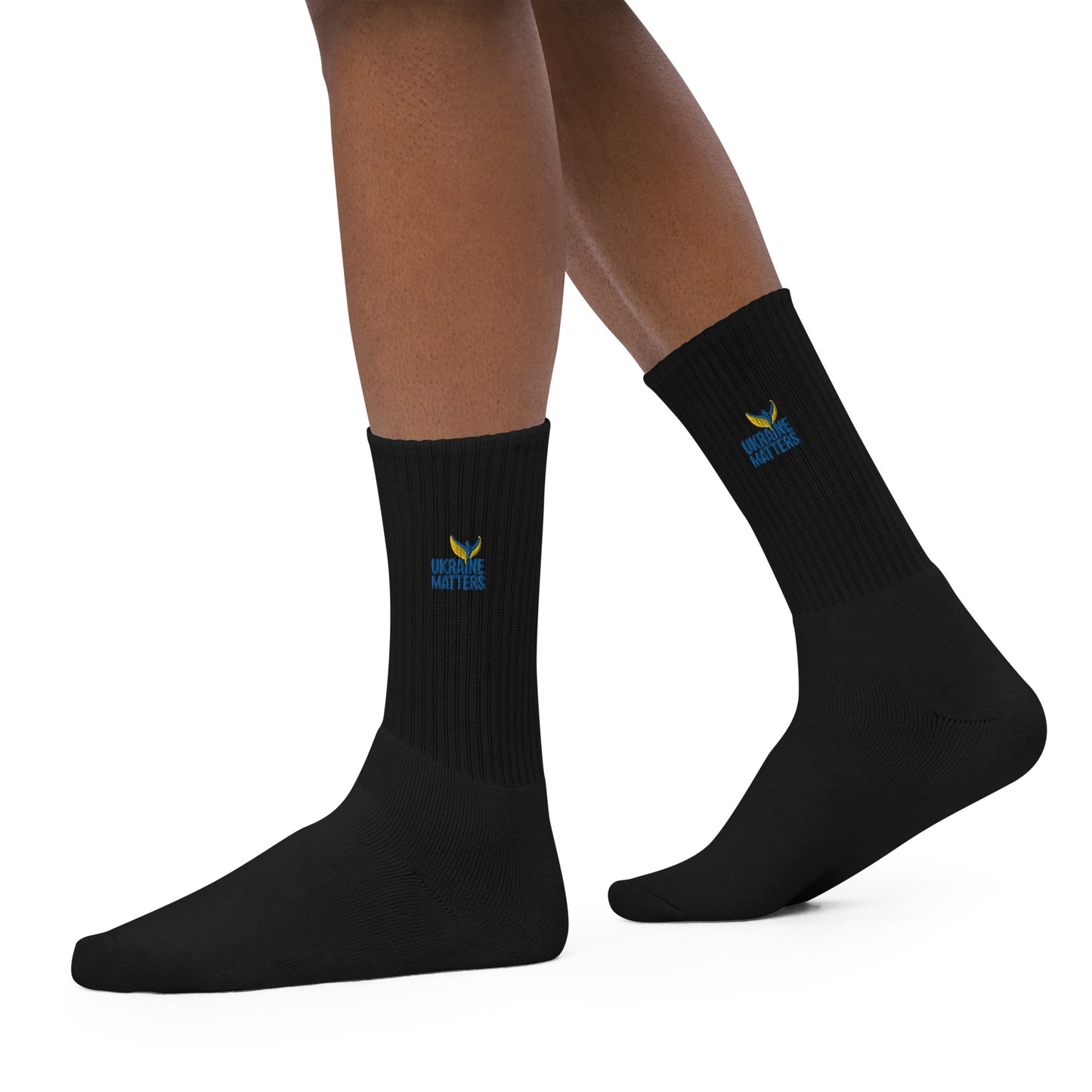 Embroidered Socks - Ukraine Matters Logo