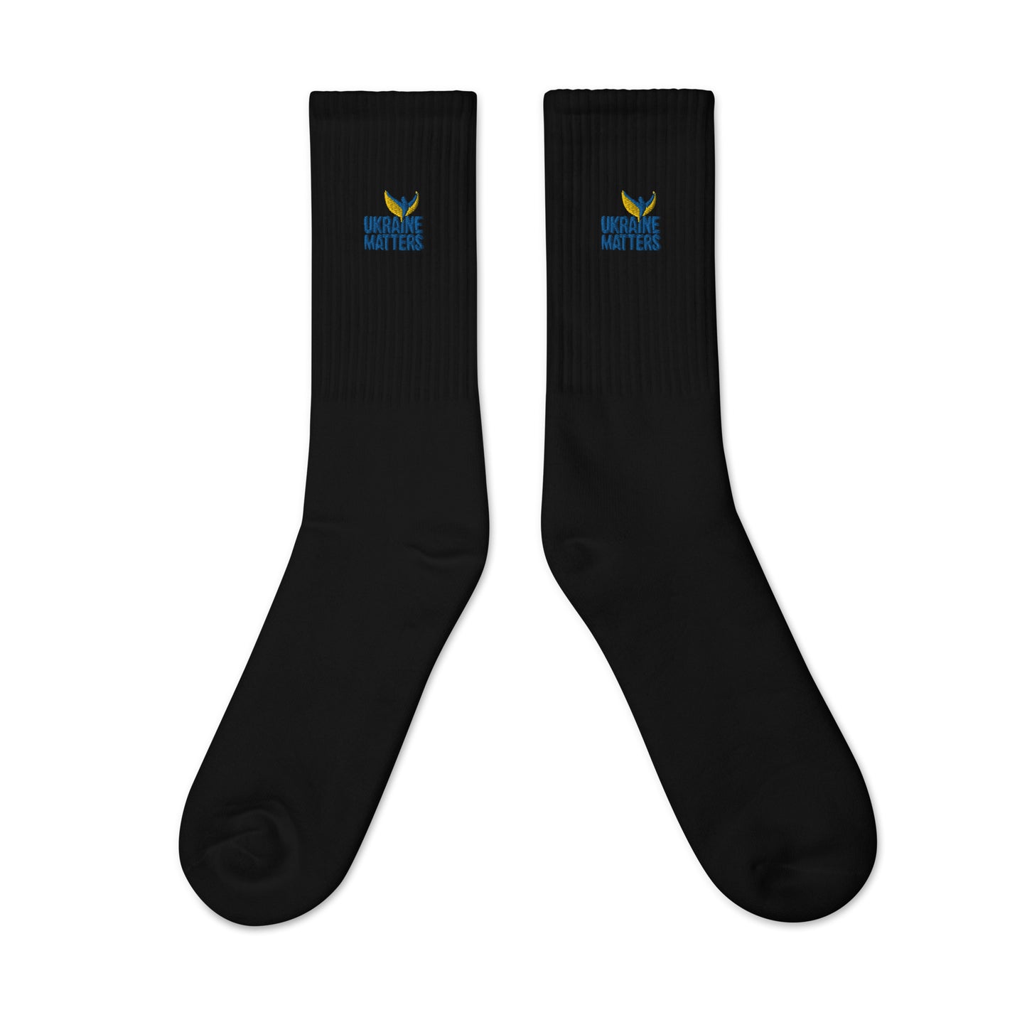 Embroidered Socks - Ukraine Matters Logo