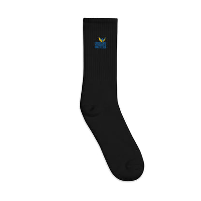 Embroidered Socks - Ukraine Matters Logo