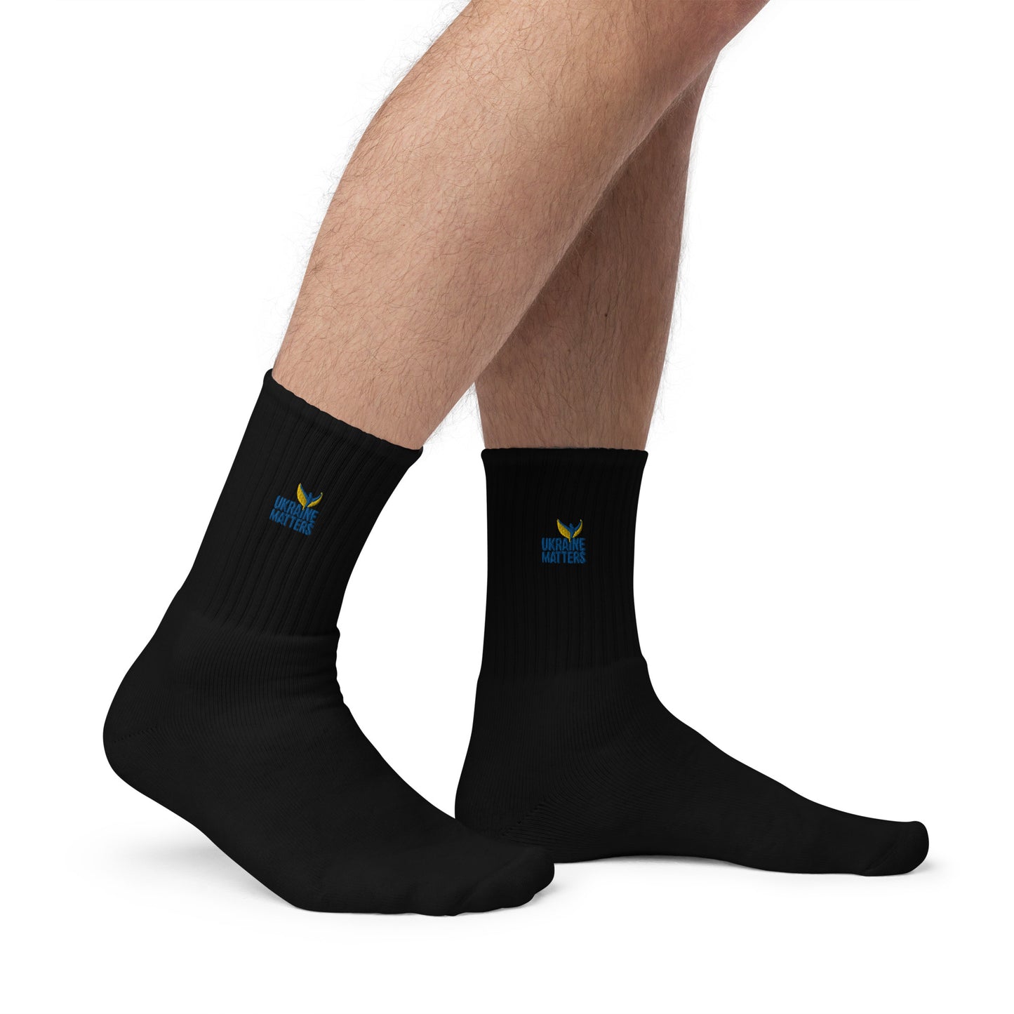 Embroidered Socks - Ukraine Matters Logo