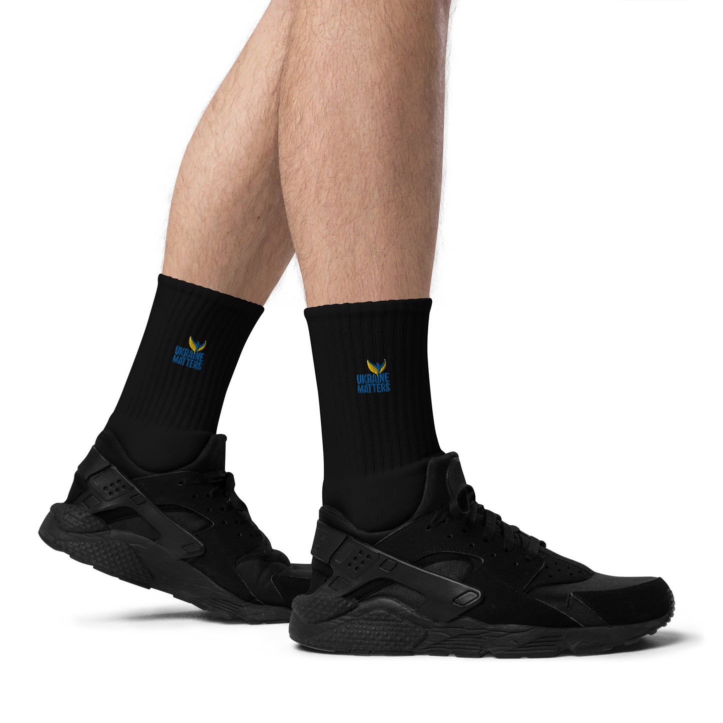 Embroidered Socks - Ukraine Matters Logo