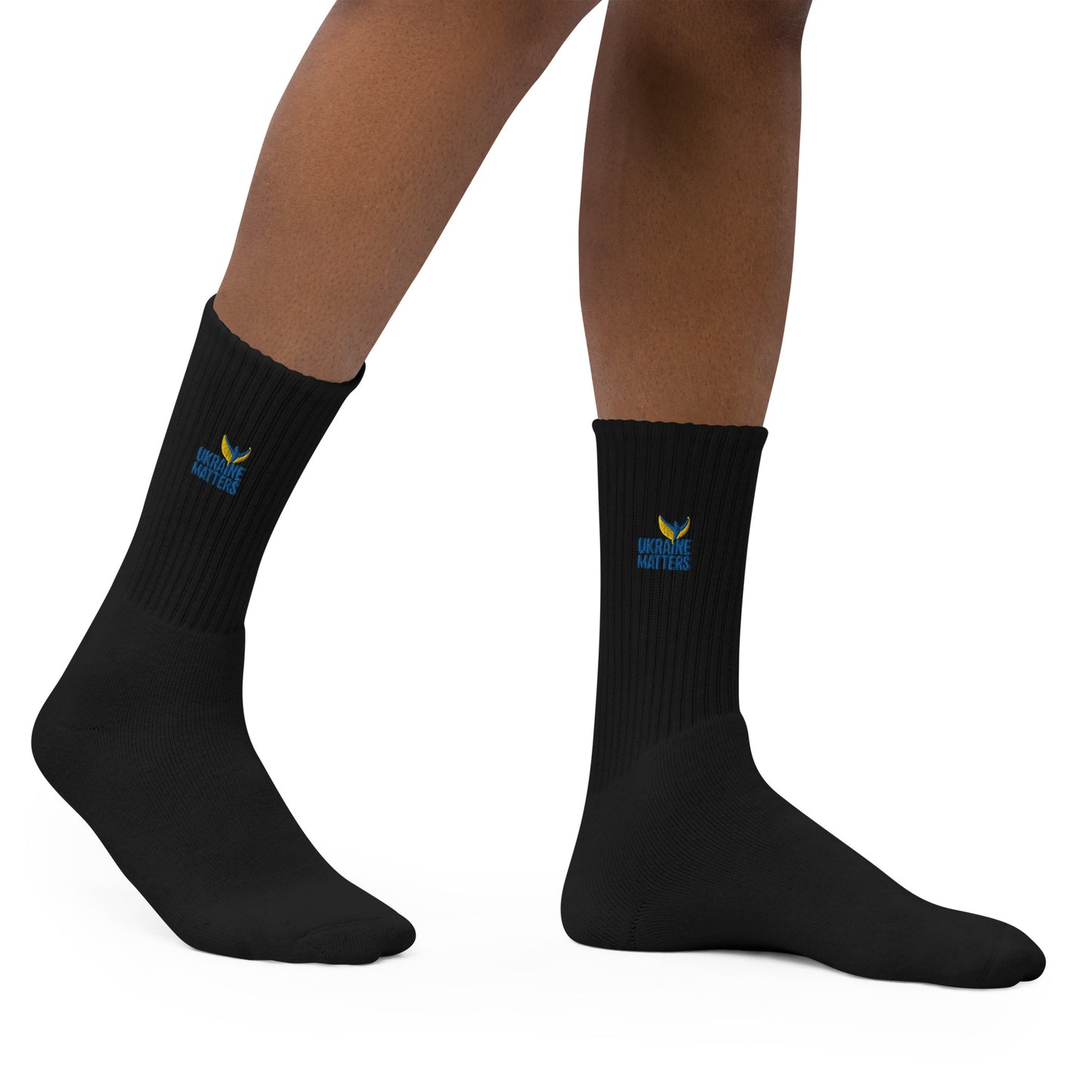 Embroidered Socks - Ukraine Matters Logo