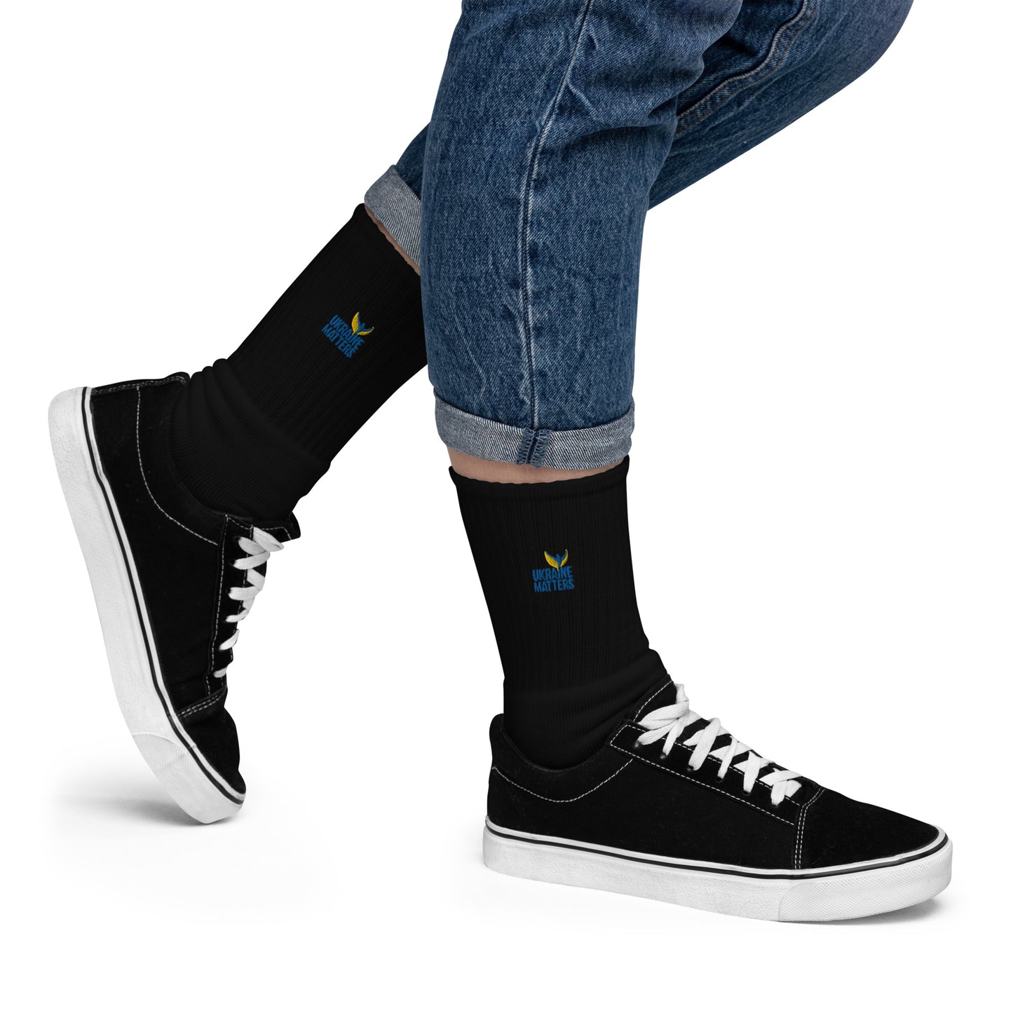 Embroidered Socks - Ukraine Matters Logo