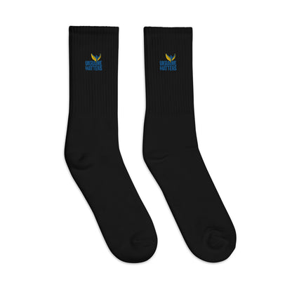 Embroidered Socks - Ukraine Matters Logo