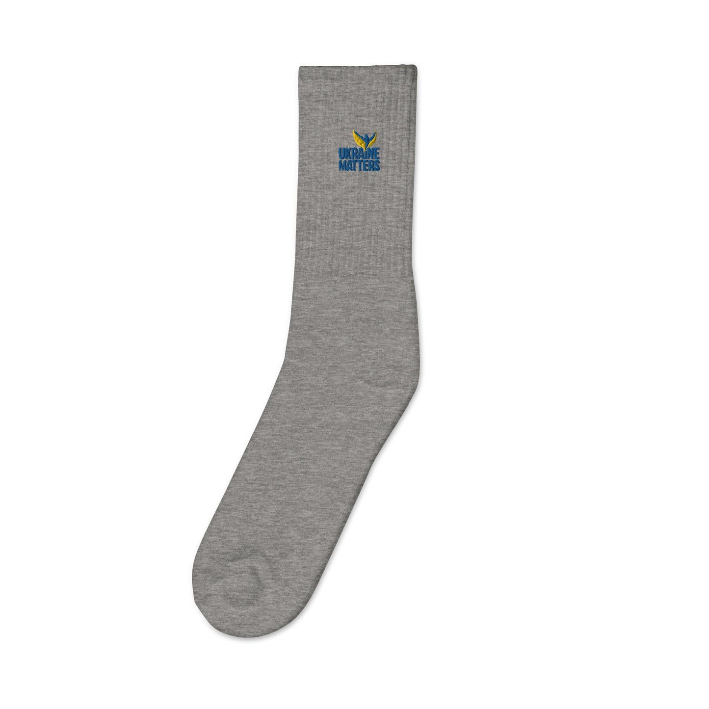 Embroidered Socks - Ukraine Matters Logo