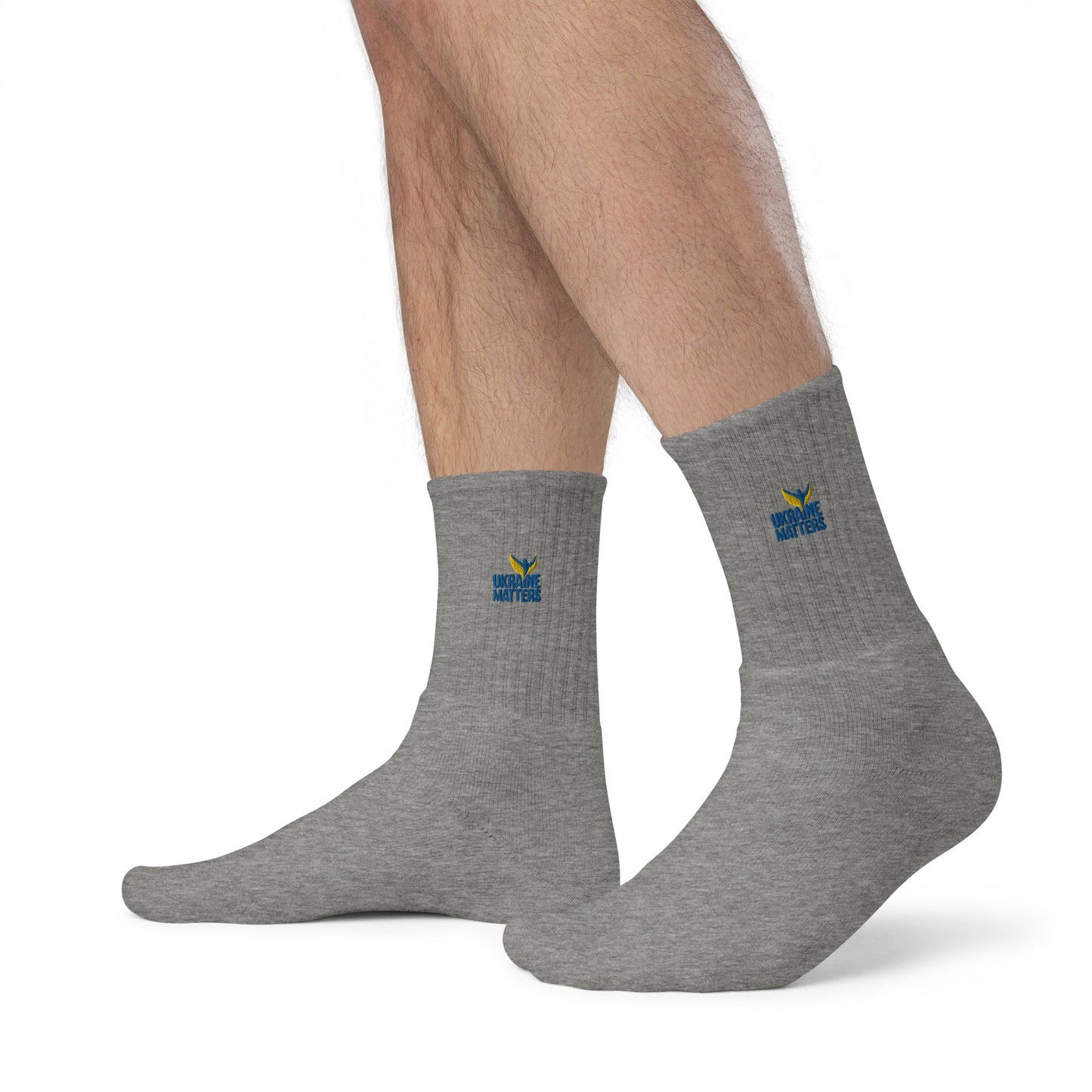 Embroidered Socks - Ukraine Matters Logo