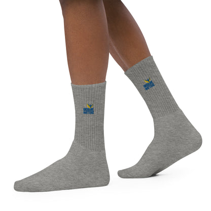 Embroidered Socks - Ukraine Matters Logo