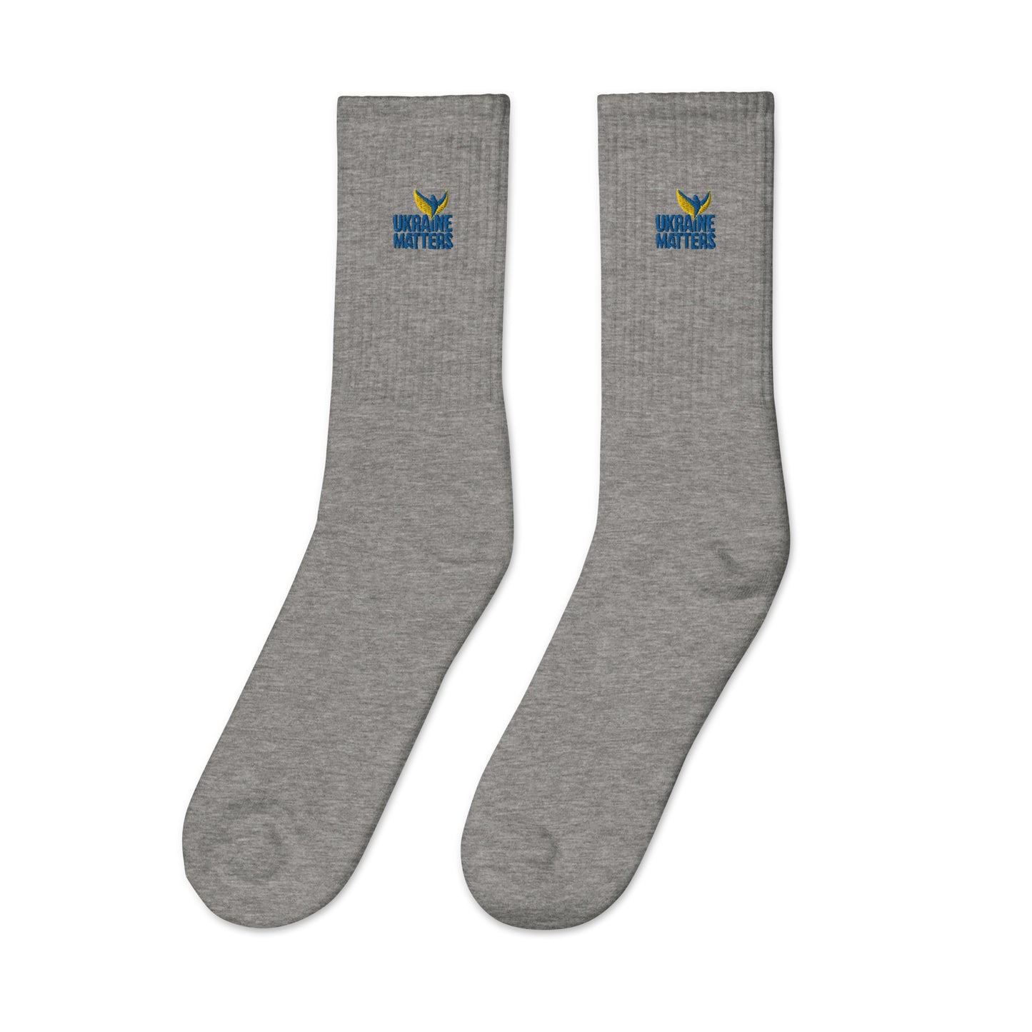 Embroidered Socks - Ukraine Matters Logo