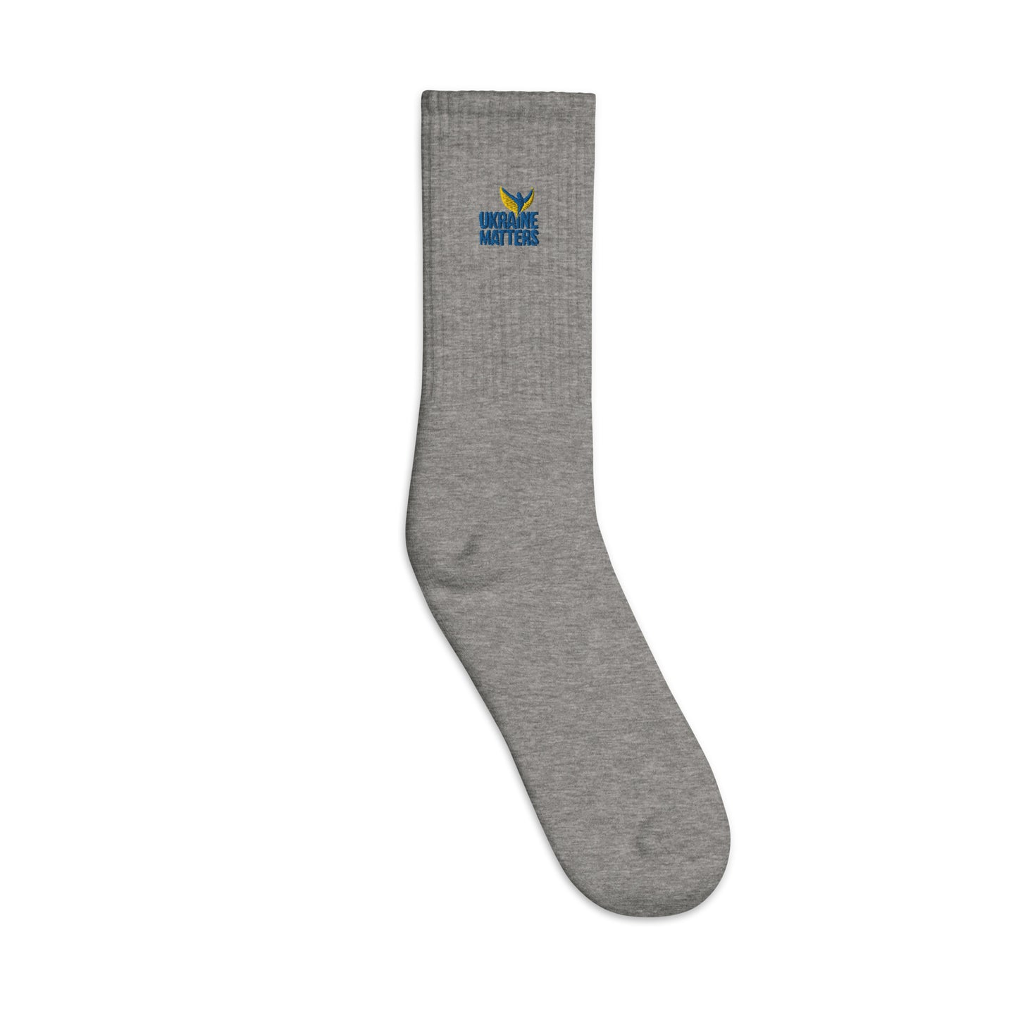 Embroidered Socks - Ukraine Matters Logo