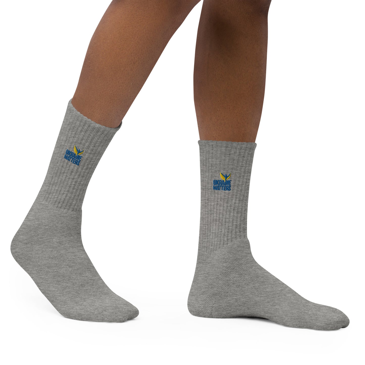 Embroidered Socks - Ukraine Matters Logo