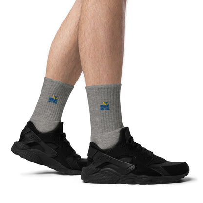 Embroidered Socks - Ukraine Matters Logo