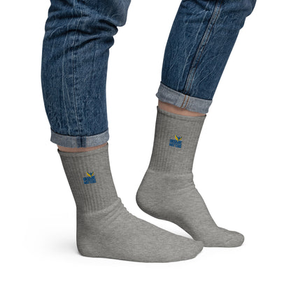 Embroidered Socks - Ukraine Matters Logo