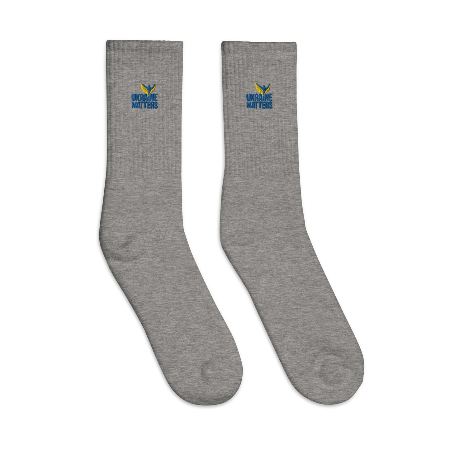 Embroidered Socks - Ukraine Matters Logo