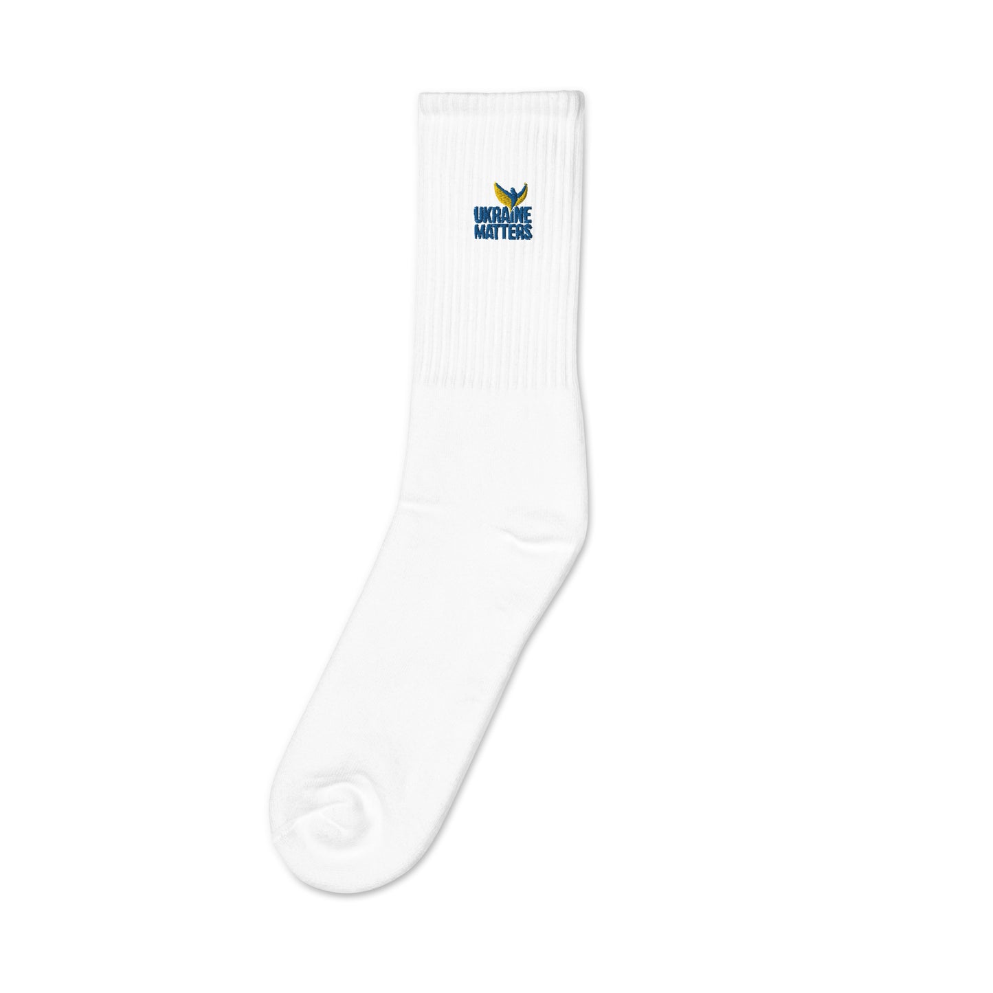 Embroidered Socks - Ukraine Matters Logo