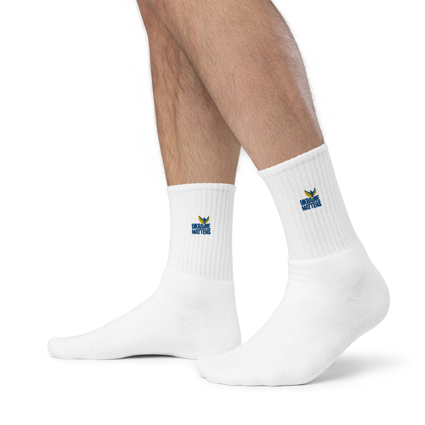 Embroidered Socks - Ukraine Matters Logo