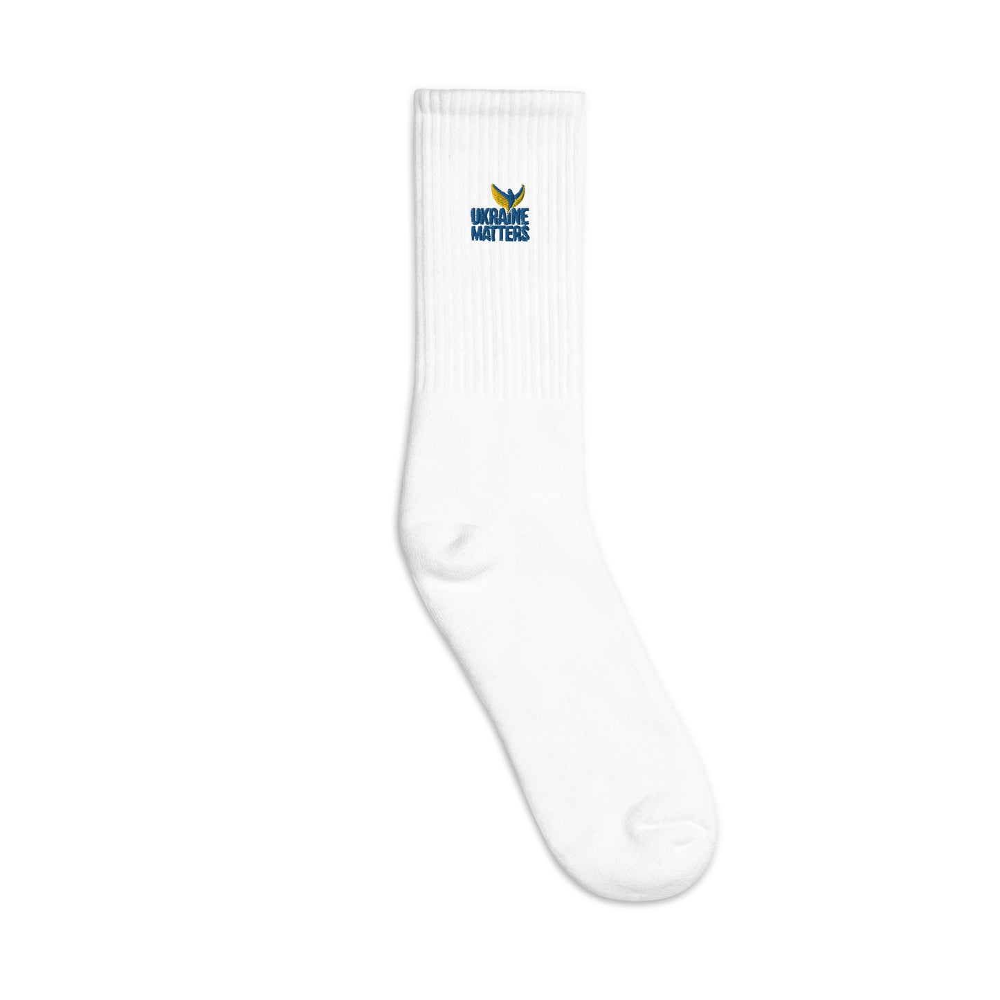 Embroidered Socks - Ukraine Matters Logo