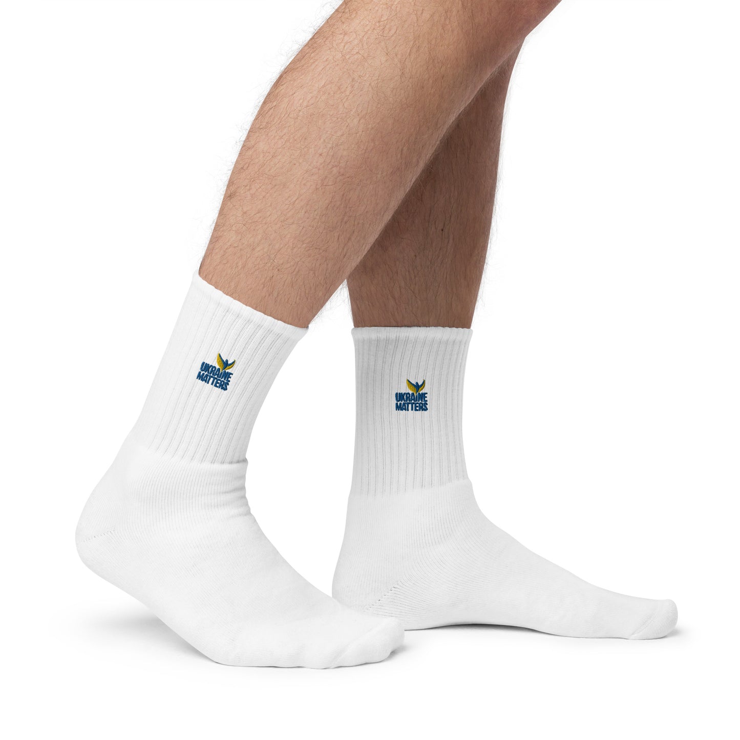 Embroidered Socks - Ukraine Matters Logo