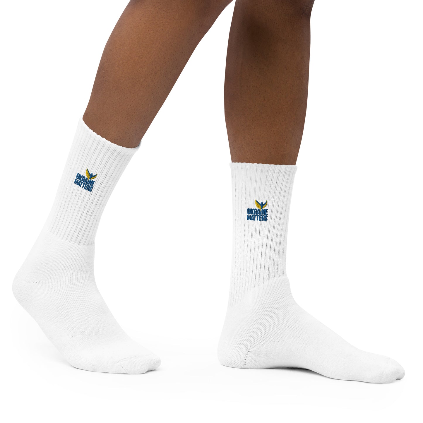 Embroidered Socks - Ukraine Matters Logo