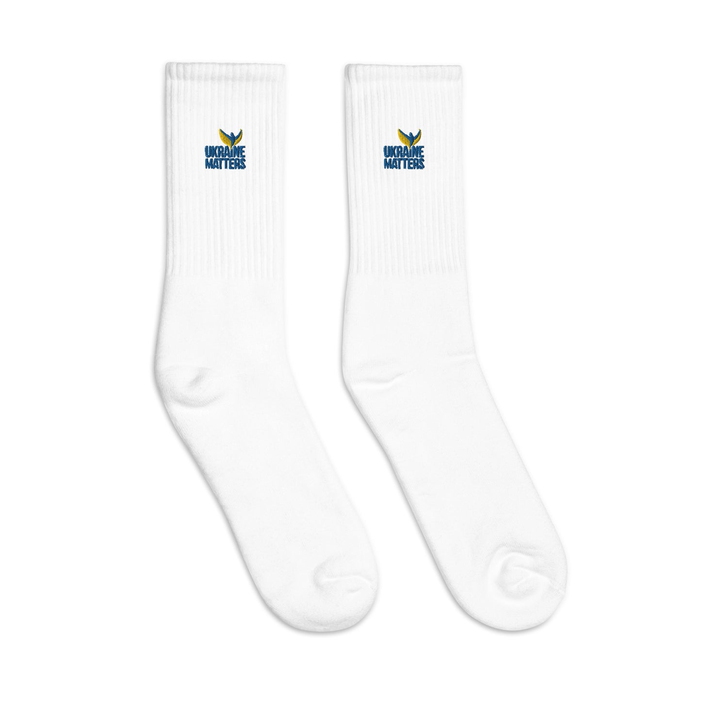 Embroidered Socks - Ukraine Matters Logo